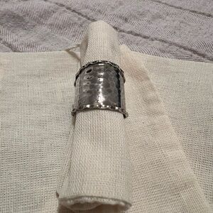 Silver Hammered Cuff Ring
